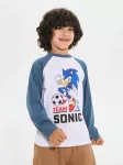 Sinsay - Medvilninė ilgomis rankovėmis palaidinė su spauda Sonic the Hedgehog - indigo