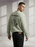 Sinsay - Crewneck džemperis su comfort spauda - bly&scaron;kiai žalia