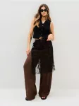 Sinsay - Wide leg kelnės su viskoze - ruda