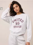 Sinsay - Crewneck džemperis su spauda - &scaron;viesiai pilka