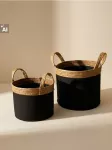 Sinsay - Daiktų laikymo krep&scaron;iai su pintomis rankenomis 2 pack - juoda