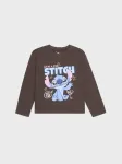 Sinsay - Medvilniniai mar&scaron;kinėliai ilgomis rankovėmis su &bdquo;Stitch&ldquo; spauda - tamsiai ruda