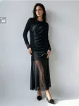 Sinsay - Maksi suknelė su raukiniu - juoda