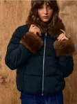 Sinsay - Dygsniuota puffer striukė su dirbtiniu kailiu - juoda