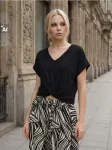 Sinsay - Medvilninė palaidinė su V formos i&scaron;kirpte ir susuktu apačios detalė - juoda