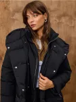 Sinsay - Siūta puffer striukė su kapi&scaron;onu - juoda