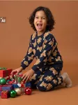 Sinsay - Trikotažinis komplektas su medvilne ir meduolių spauda - tamsiai mėlyna