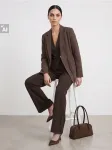 Sinsay - Eleganti&scaron;kos wide leg kelnės su klostėmis - tamsiai ruda