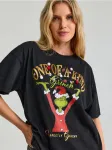 Sinsay - Medvilniniai mar&scaron;kinėliai su spauda Grinch - juoda