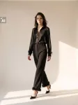Sinsay - Wide leg kelnės su plunksnomis ties kle&scaron;nių apačia - juoda