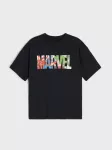 Sinsay - Medvilniniai mar&scaron;kinėliai su spauda Marvel - juoda