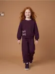 Sinsay - Medvilninis crewneck džemperis su 3D aplikacija - tamsiai violetinė