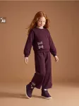 Sinsay - Wide leg sportinės kelnės su kaspinais &scaron;onuose - tamsiai violetinė