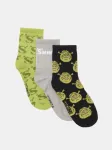 Sinsay - Kojinės su medvilne, 3 porų pakuotė Shrek - tamsiai žalia