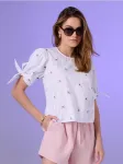 Sinsay - Mar&scaron;kinių tipo palaidinė su siuvinėtomis gėlėmis ir medvilne - multicolor