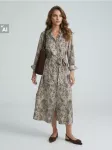 Sinsay - Viskozinė midi suknelė su apykakle - multicolor