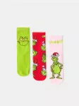 Sinsay - Kojinės su medvilne, 3 porų pakuotė Grinch - multicolor