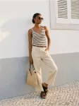 Sinsay - Dryžuotas megztas topas su viskoze - multicolor