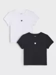 Sinsay - Medvilniniai mar&scaron;kinėliai su &scaron;irdelių motyvu 2 pack - multicolor