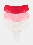 Sinsay - 3 brazilian kelnaičių su nėriniais pakuotė - multicolor