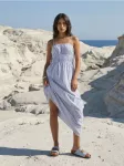 Sinsay - Medvilninė maxi suknelė su petne&scaron;ėlėmis ir raukiniais - multicolor