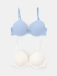 Sinsay - Medvilninės rumbuotos push-up liemenėlės su nėriniais 2 vnt. - multicolor