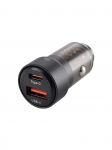 WAYME įkroviklis 12/24V, USB 30W + USB-C PD 45W, skaidrus juodas