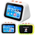 I&scaron;manusis stalinis laikrodis su DI asistentu ir Bluetooth garsiakalbiu, baltas