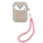 Guess Silicone Vintage dėklas Apple AirPods GUACA2LSVSGP, pilkai rožinis