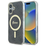 Guess dėklas iPhone 16 telefonui IML 4G MagSafe, juodas