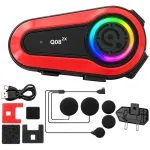 Motociklo &scaron;almo domofonas Q08 2X su Bluetooth ir RGB, juodas