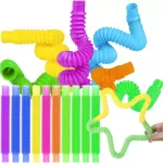 Sensoriniai tampomi vamzdeliai Kruzzel Pop Tubes, 10 vnt.