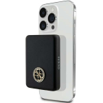 I&scaron;orinė baterija Guess MagSafe Wireless Power Bank 4G Strassed Metal Logo, 3000mAh, juoda