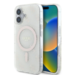 Guess dėklas iPhone 16 Plus telefonui IML 4G Background MagSafe, baltas