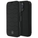 Mercedes dėklas iPhone 16 Pro Max telefonui MB Waves Leather, juodas