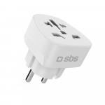 SBS Universalus kelionių adapteris Schuko / ES, baltas