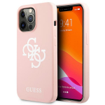 Dėklas Guess iPhone 13 Pro / 13 6.1" GUHCP13LLS4GWPI Silicone 4G Logo, rožinis