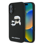 Karl Lagerfeld Silicone Double Heads Print MagSafe dėklas iPhone 16, juodas