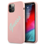 Guess iPhone 12 Pro Max dėklas Silicone Vintage Script, rausvas/žalias