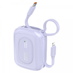 Dudao K32 22.5W 10000 mAh i&scaron;orinė baterija su integruotais kabeliais, violetinė