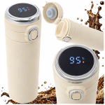 Termopuodelis su temperatūros ekranu ir snapeliu 400 ml, kreminis