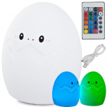 Vaikų naktinė lemputė Kiau&scaron;inis, LED RGB, silikoninė, su pultu, balta