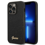 Telefono dėklas Guess Glitter Script, iPhone 14 Pro 6.1", juodas