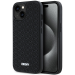 DKNY dėklas iPhone 15 Plus telefonui 3D Rubber Repeat Pattern, juodas