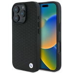 BMW iPhone 16 Pro Max dėklas Signature Leather Diamond, juodas