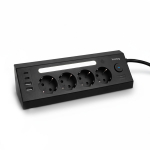 Ilgintuvas su apsauga nuo vir&scaron;įtampių Huslog, 4 lizdai, USB-C/A, LED lemputė