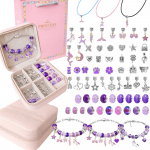 Apyrankių ir kaklo papuo&scaron;alų gamybos rinkinys su dėžute, violetinis