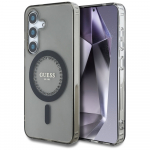 Guess Rhinestones Classic Logo MagSafe dėklas Samsung Galaxy S25, juodas