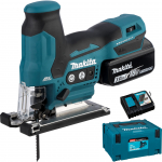 Akumuliatorinis &scaron;vytuoklinis siaurapjūklis Makita DJV185RF1J 18V LXT su 3.0 Ah akumuliatoriumi ir krovikliu