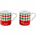 Porcelianinių puodelių rinkinys Bialetti Tricolore, 300 ml, 2 vnt.